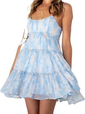 Light Blue Tiered Floral Sundress